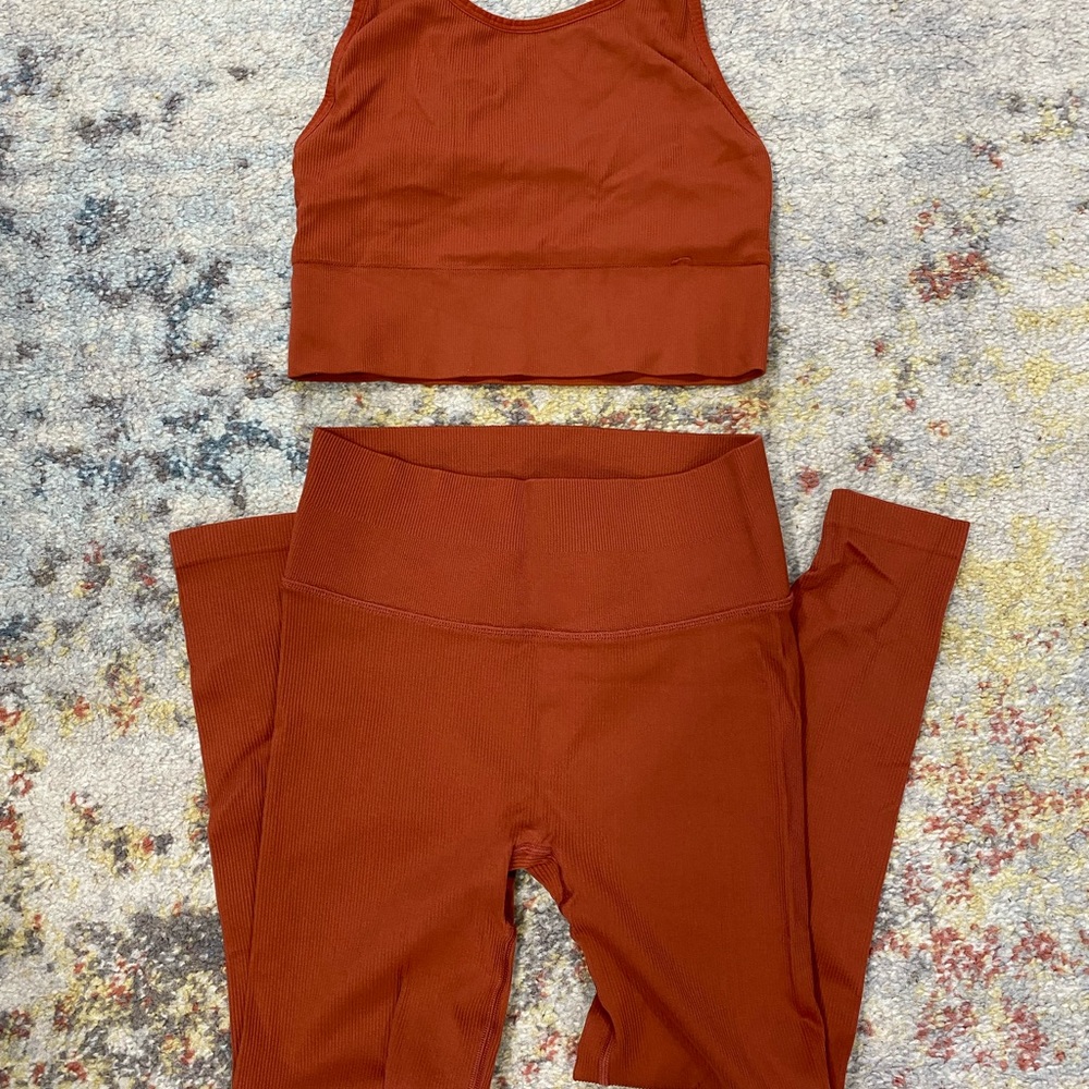Burnt orange Victorias Secret workout set